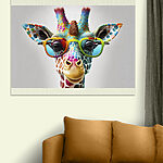 Wandbilder Bunte Giraffe mit flippiger Sonnenbrille