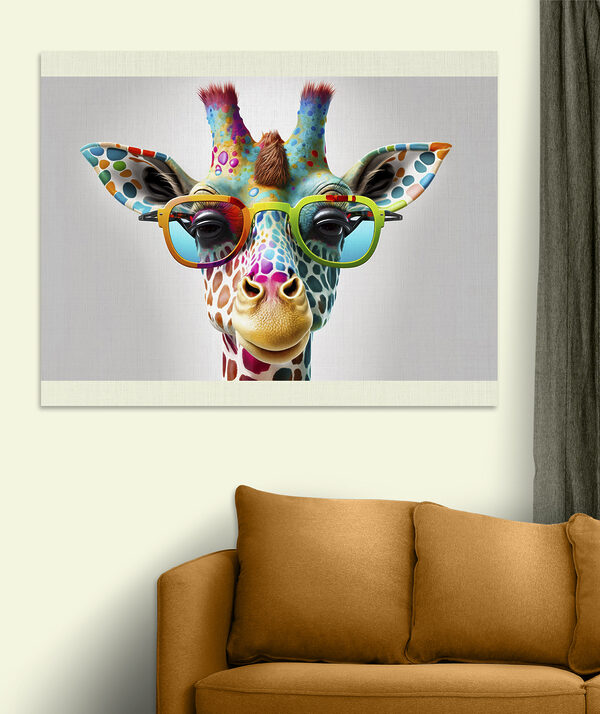 Bunte Giraffe mit flippiger Sonnenbrille Wandbilder Bunte Giraffe mit flippiger Sonnenbrille