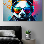 Wandbilder Panda mit Kopfhörern und Sonnenbrille