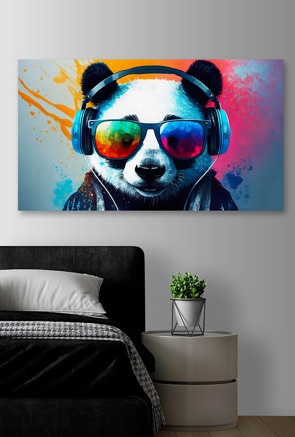 Panda mit Kopfhörern und Sonnenbrille Wandbilder Panda mit Kopfhörern und Sonnenbrille