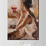Wandbilder Gemälde einer Frau, die ein Glas Wein hält