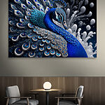 Wandbilder Blauer und silberner Pfau