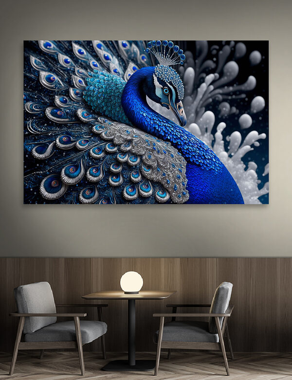 Blauer und silberner Pfau Wandbilder Blauer und silberner Pfau
