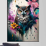 Wandbilder Lebendige Eule, umgeben von lebhaften Blüten