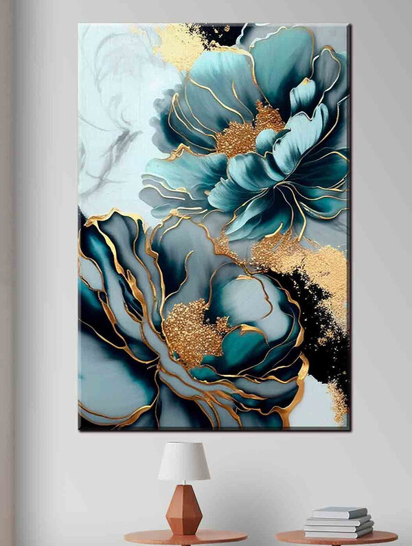 Elegantes florales Kunstwerk mit metallischen Akzenten Wandbilder Elegantes florales Kunstwerk mit metallischen Akzenten