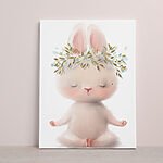Wandbilder Meditierender Hase mit Blumenkranz