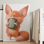 Wandbilder Der Fennec-Fuchs genießt ein warmes Getränk