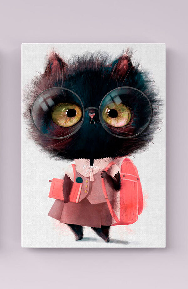 Katze mit Brille, bereit für die Schule Wandbilder Katze mit Brille, bereit für die Schule