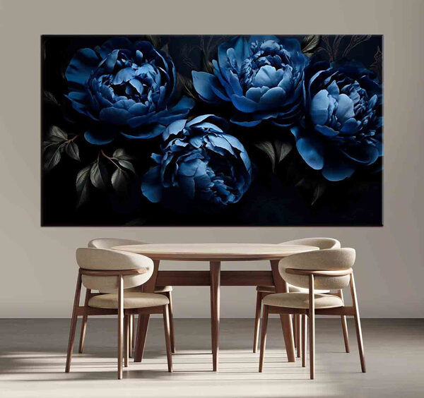 Blaue Blütenblätter mit weichen Texturen Wandbilder Blaue Blütenblätter mit weichen Texturen