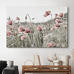 Wandbilder Feld mit zartrosa Mohnblumen