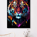 Wandbilder Bunter Tiger mit weißen Schnurrhaaren