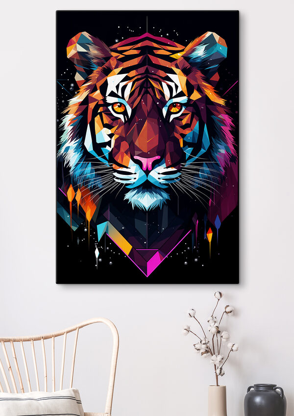 Bunter Tiger mit weißen Schnurrhaaren Wandbilder Bunter Tiger mit weißen Schnurrhaaren