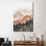 Wandbilder Neblige Berge mit Waldsilhouetten