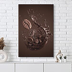 Wandbilder Kaffeebohnen, die in flüssigen Strudeln schwimmen