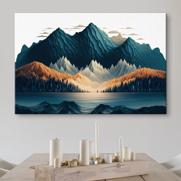 Bergkette mit Bäumen und Wolken Wandbilder Bergkette mit Bäumen und Wolken