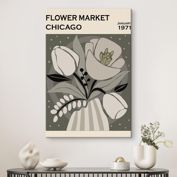 Retro-Blumenillustration in gedämpften Tönen Wandbilder Retro-Blumenillustration in gedämpften Tönen