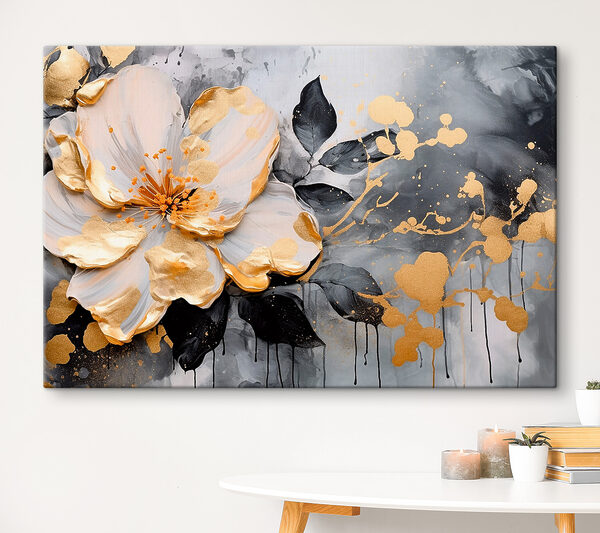 Florale Eleganz mit kunstvollen Sprenkeln Wandbilder Florale Eleganz mit kunstvollen Sprenkeln