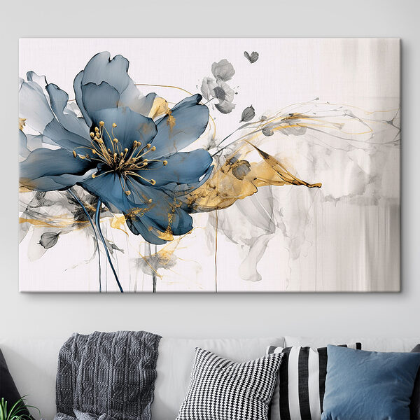 Blaue Blume mit zarten Pinselstrichen Wandbilder Blaue Blume mit zarten Pinselstrichen