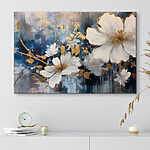 Wandbilder Florale Eleganz in Blau und Weiß