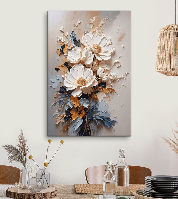 Texturierte Blumenkunst in neutralen Tönen Wandbilder Texturierte Blumenkunst in neutralen Tönen