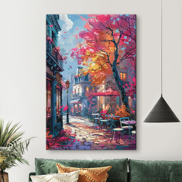 Gemütliche Straße mit Herbstfarben Wandbilder Gemütliche Straße mit Herbstfarben