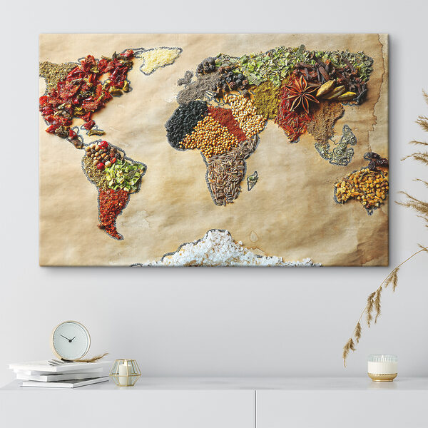 Karte der Welt aus Gewürzen Wandbilder Karte der Welt aus Gewürzen