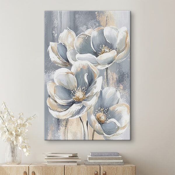 Gemälde mit Blumen auf grauem Hintergrund Wandbilder Gemälde mit Blumen auf grauem Hintergrund