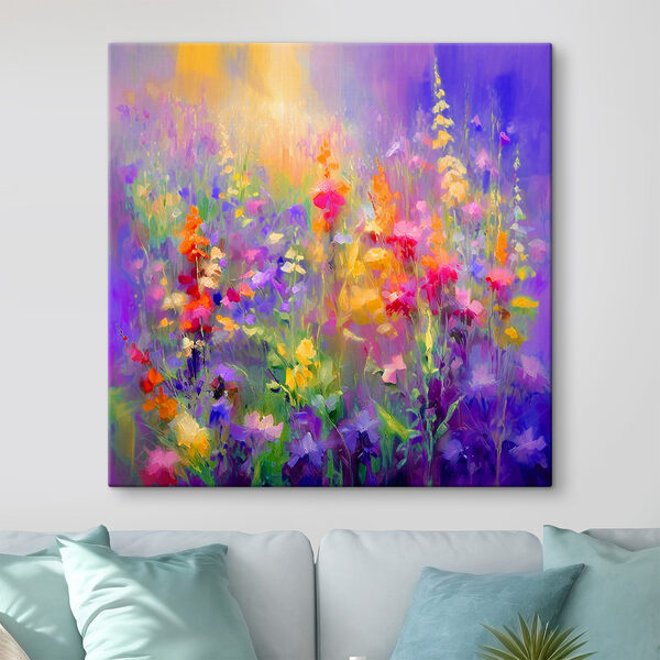 Gemälde von Blumen auf einem Feld Wandbilder Gemälde von Blumen auf einem Feld