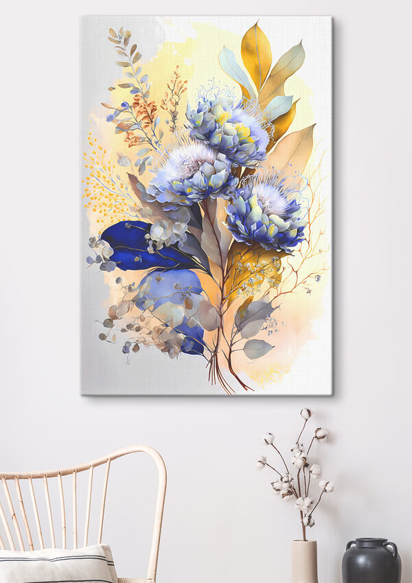 Abstrakte florale Kunst mit blauen Farbtönen Wandbilder Abstrakte florale Kunst mit blauen Farbtönen