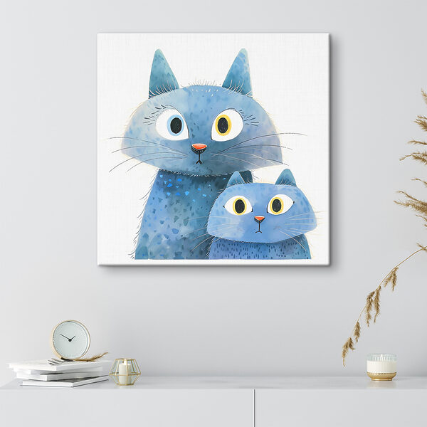 Blaue Katze mit gelben Augen und Schnurrhaaren Wandbilder Blaue Katze mit gelben Augen und Schnurrhaaren