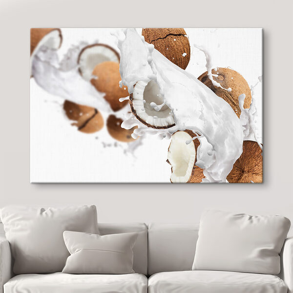 Kokosnuss mit Milchspritzern Wandbilder Kokosnuss mit Milchspritzern