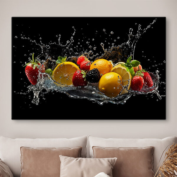 Wandbilder Splashing fruits in vibrant motion (Artikelnummer: s37044)