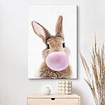 Wandbilder Bunny pustet eine Kaugummiblase