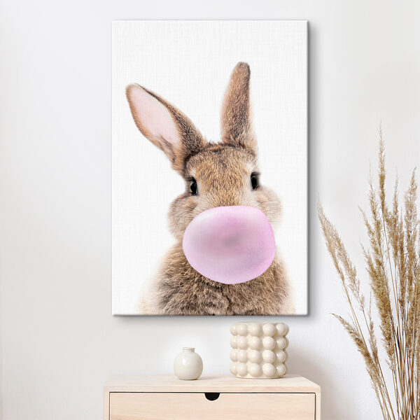 Wandbilder Wandbilder Bunny pustet eine Kaugummiblase. (Artikelnummer: s37773)