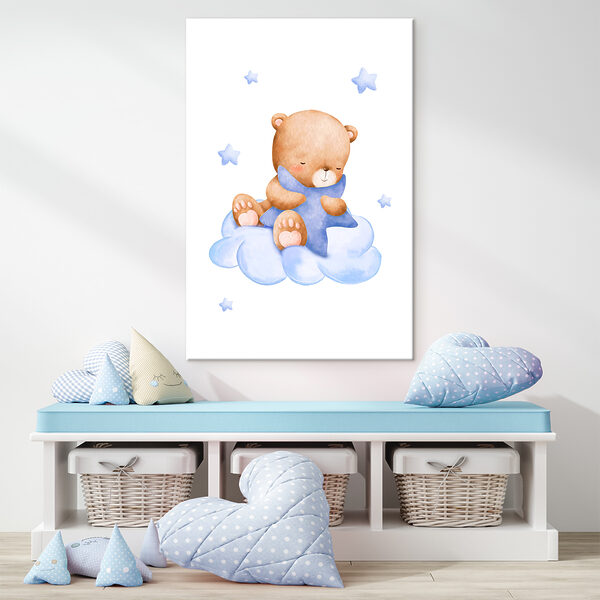 Teddybär auf einer Wolke sitzend Wandbilder Teddybär auf einer Wolke sitzend