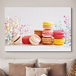 Wandbilder Bunte Macarons mit zarten Blumen
