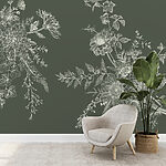 Fototapeten Elegante Blumenskizze auf dunklem Hintergrund.