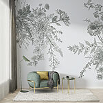 Fototapeten Florale Skizze mit komplizierten Details