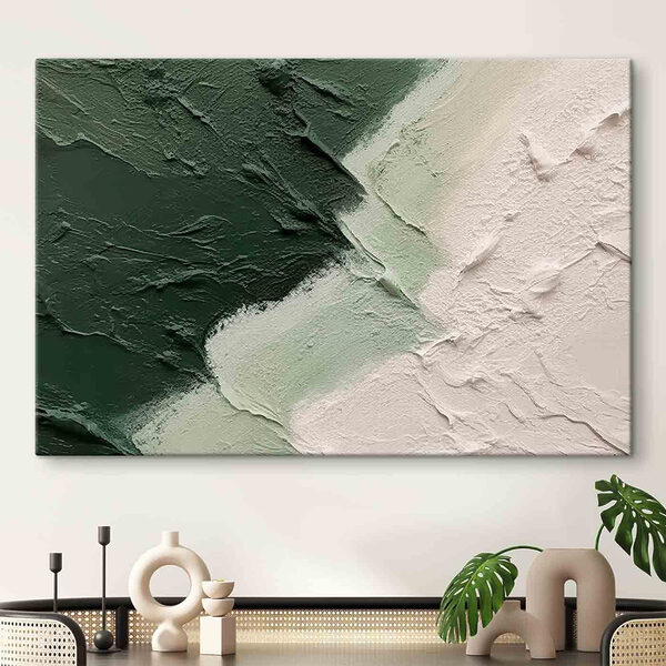 Abstrakte Kunst mit grüner und weißer Struktur Wandbilder Abstrakte Kunst mit grüner und weißer Struktur