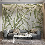 Fototapeten Grünes Laub auf hellem Hintergrund