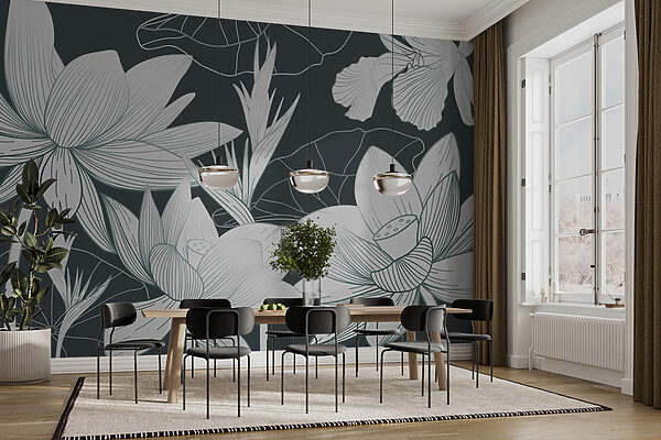 Fototapeten Fototapeten Elegantes Blumendesign in beruhigenden Farbtönen (Artikelnummer: w00323)
