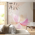 Fototapeten Zartes Blumenaquarell mit Blättern