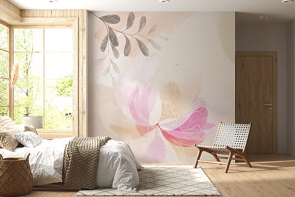Fototapeten Zartes Blumenaquarell mit Blättern (Artikelnummer: w00396) Fototapeten Fototapeten Zartes Blumenaquarell mit Blättern (Artikelnummer: w00396)