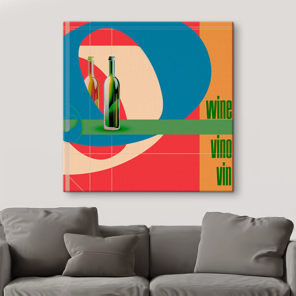 Bunte Weinflaschen mit Spiegelung Wandbilder Bunte Weinflaschen mit Spiegelung