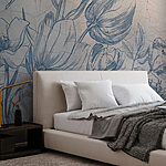 Fototapeten Zeichnung einer Blume an einer Wand