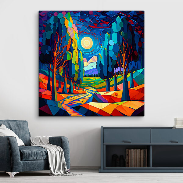Bunte Landschaft mit Bäumen und einem Weg Wandbilder Bunte Landschaft mit Bäumen und einem Weg