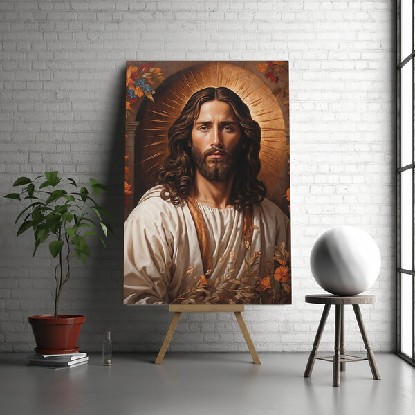 Heilige Figur mit strahlender Heiligenschein-Aura Wandbilder Heilige Figur mit strahlender Heiligenschein-Aura