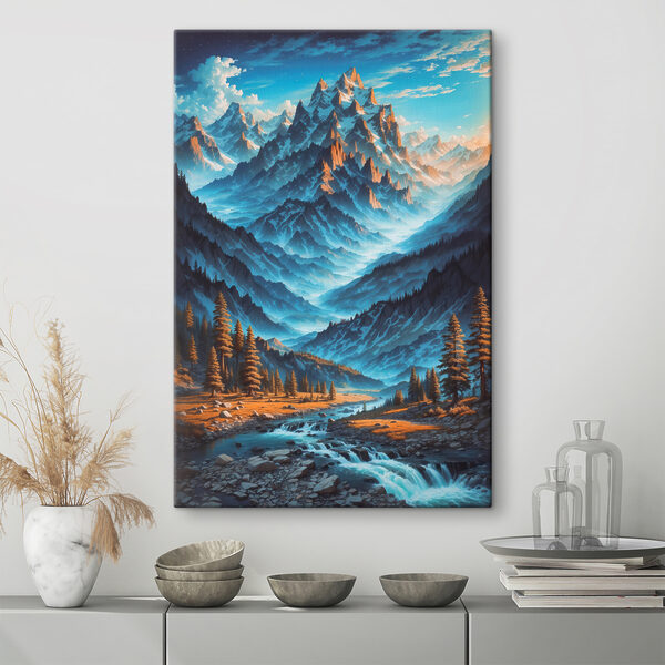 Sonnenaufgang über einer majestätischen Berglandschaft Wandbilder Sonnenaufgang über einer majestätischen Berglandschaft
