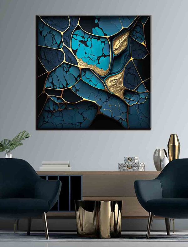 Elegantes Mosaik in Türkis und Mitternacht Wandbilder Elegantes Mosaik in Türkis und Mitternacht