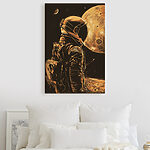 Wandbilder Astronaut blickt auf die Oberfläche des Mondes.
